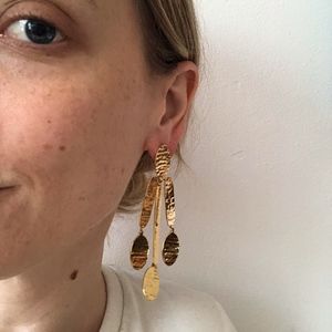 J Crew Shiny Gold Architectural Earrings
